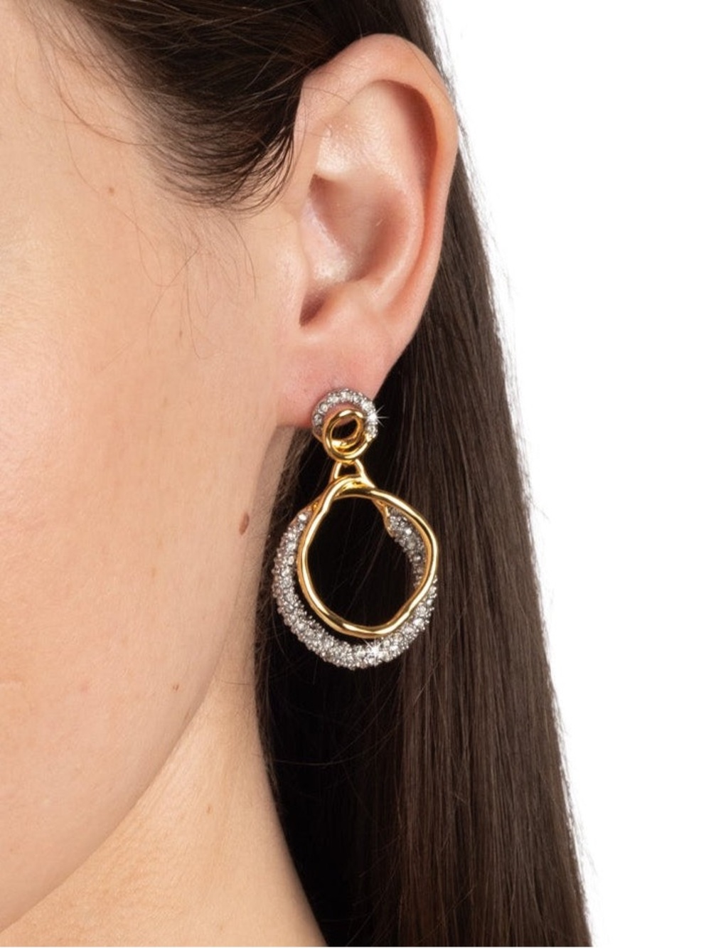 Alexis Bittar Solanales Gold Crystal Orbit Drop Post Earrings - Picture 2 of 3